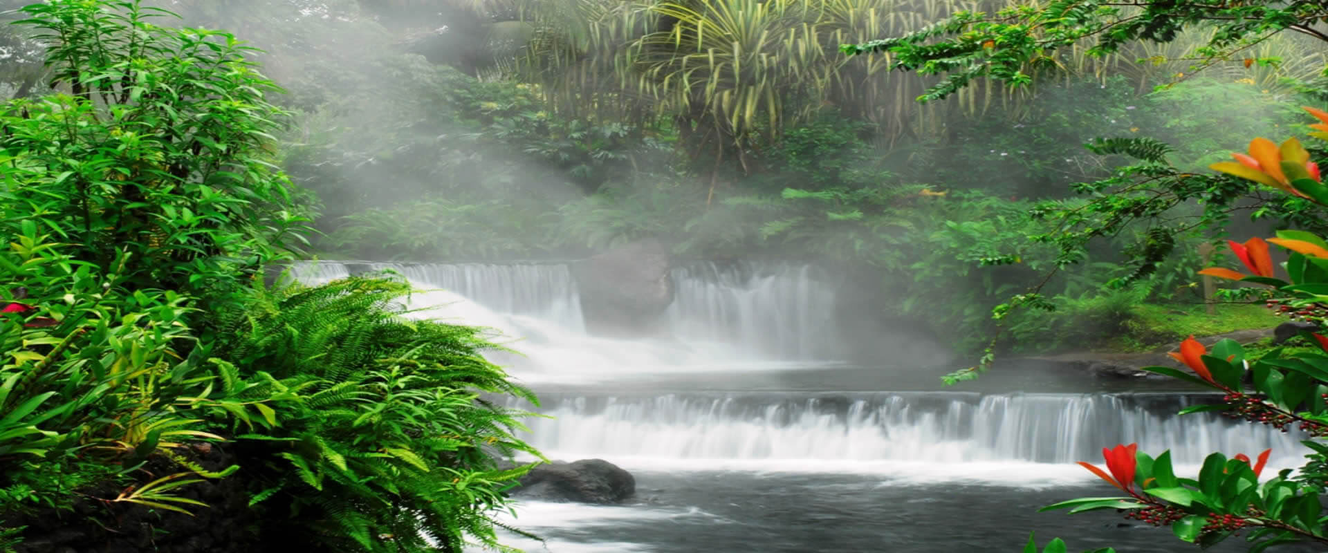 Volcán Arenal con aguas termales
