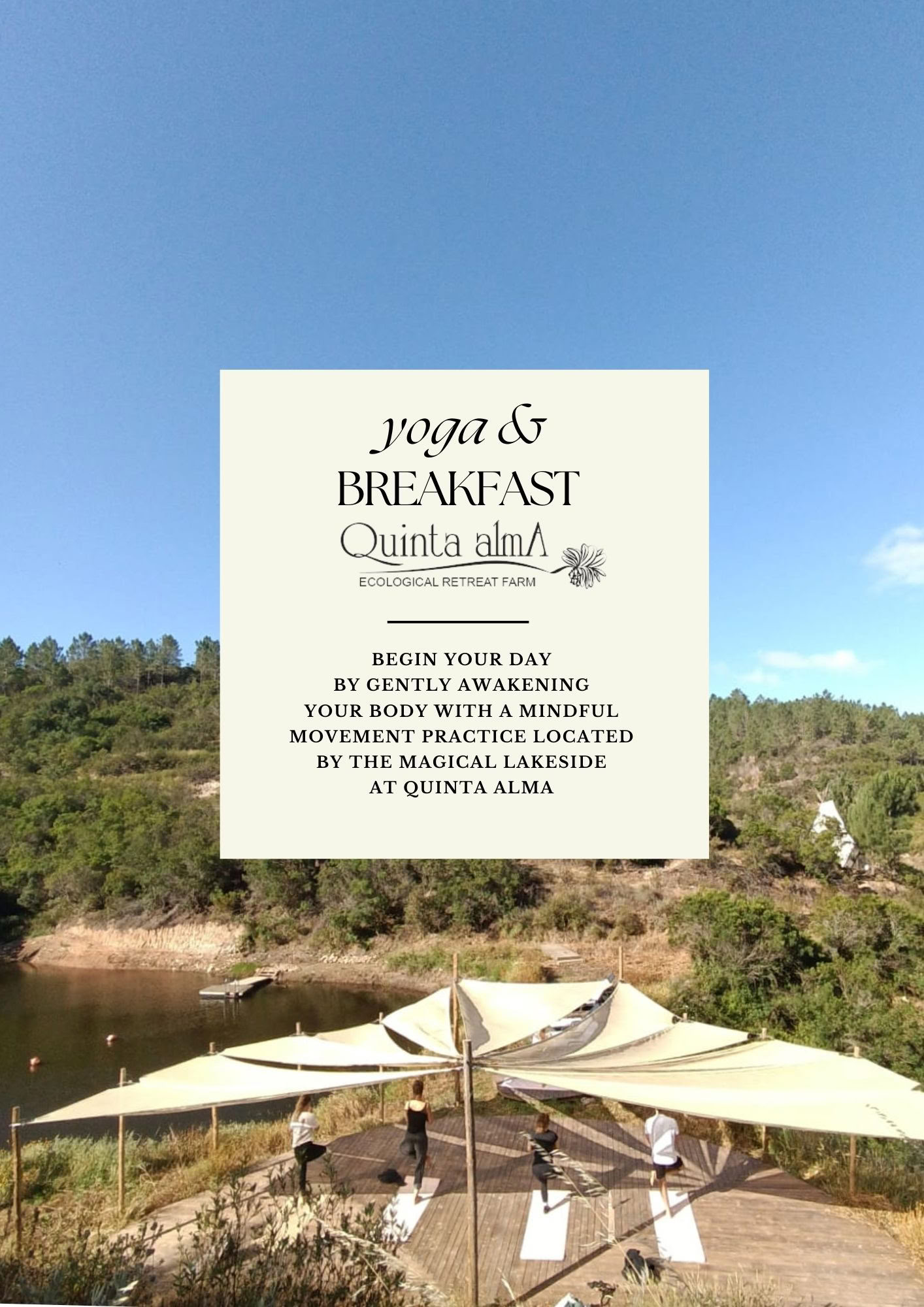 Yoga junto al lago y experiencia de desayuno buffet en Quinta Alma