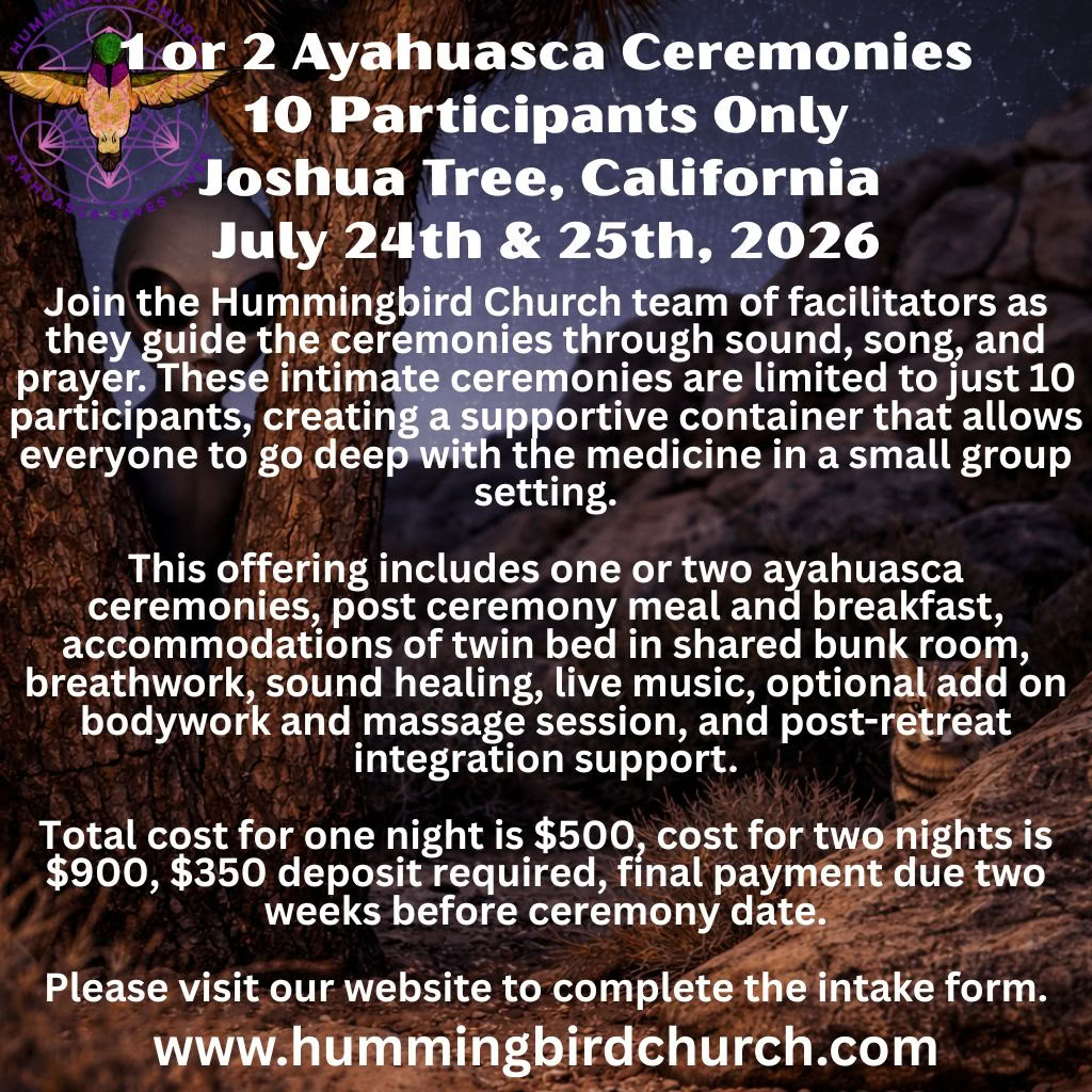 10 Participantes Solamente - Joshua Tree, California - 24 y 25 de julio de 2026 - Ceremonia de una sola noche o ceremonia de dos noches