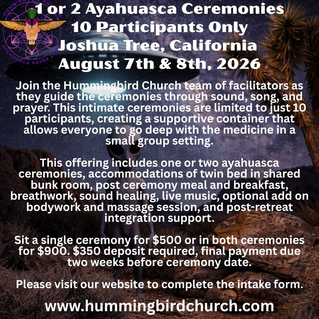 10 Participantes Solamente - Joshua Tree, California - 7 y 8 de agosto de 2026 - Ceremonia de una sola noche o ceremonia de dos noches