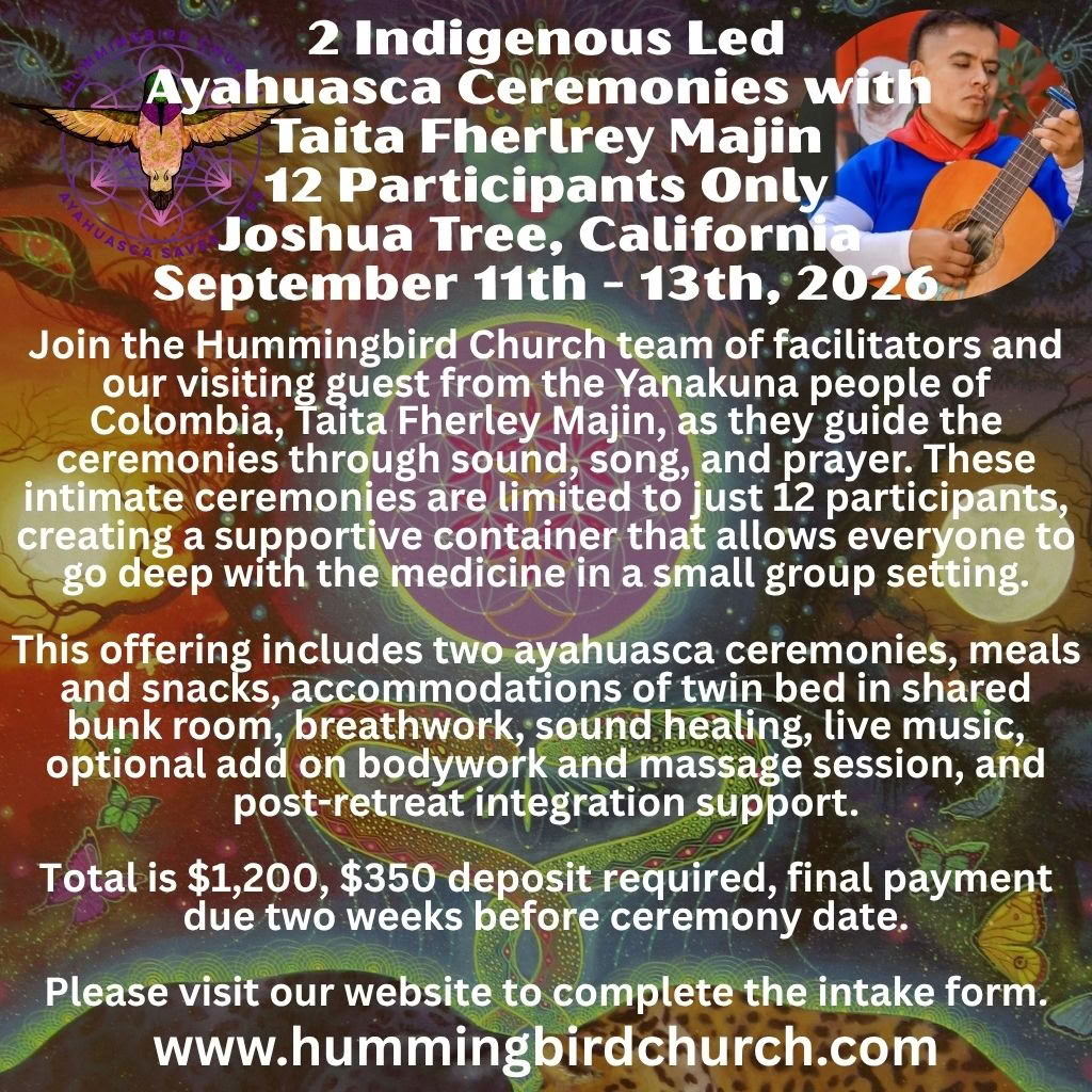 INDÍGENA DIRIGIDO - Taita Fherely Majin - Solo 12 participantes - Joshua Tree, California - 11 - 13 de septiembre de 2026