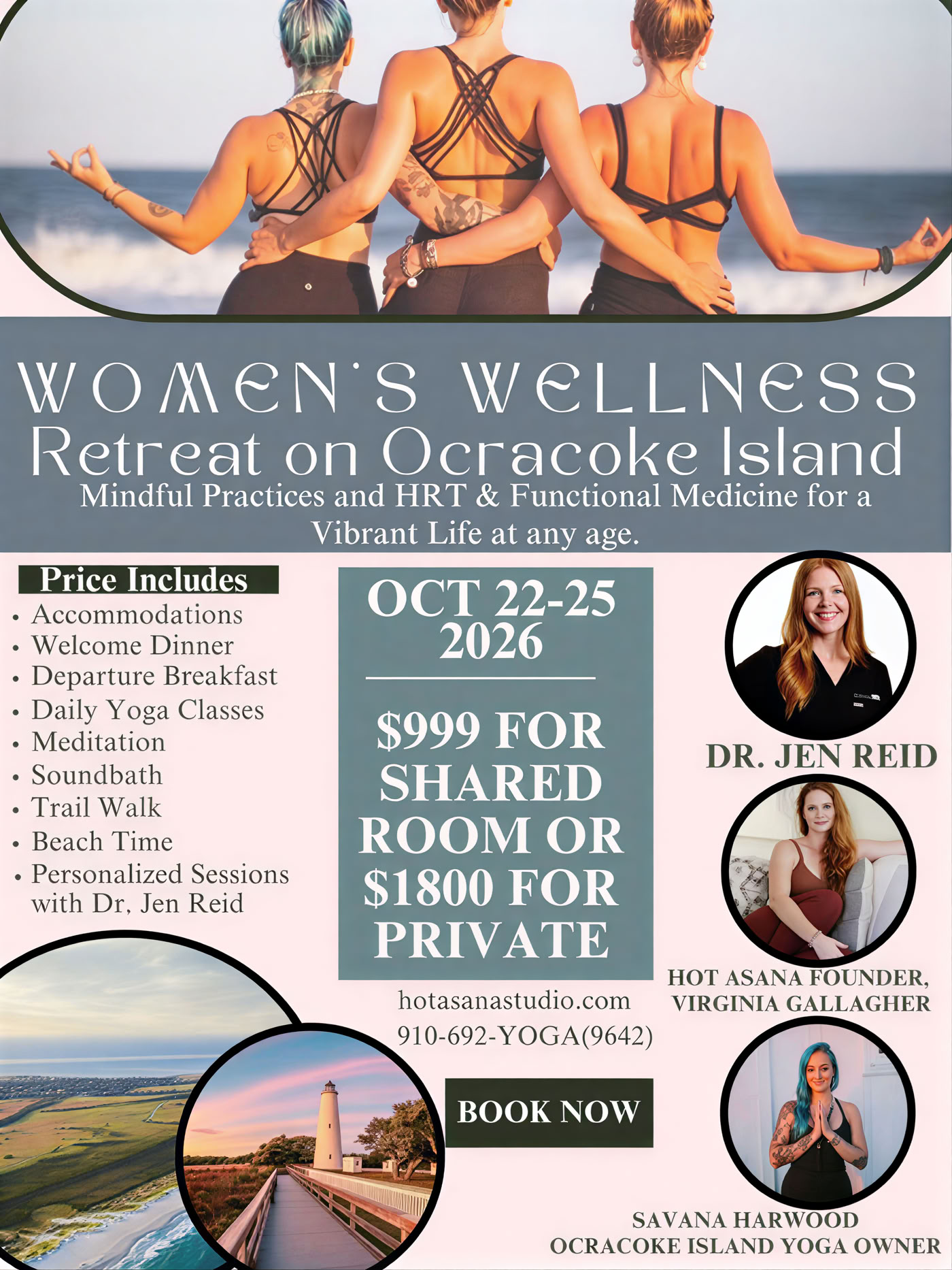 Retiro de Mujeres en la Isla Ocracoke con la Dra. Jen Reid, Virginia Gallagher y Savana Harwood
