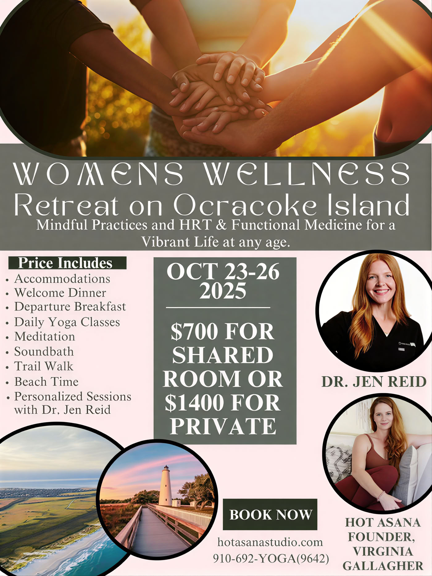 Retiro de Mujeres en la Isla Ocracoke con la Dra. Jen Reid, Virginia Gallagher y Savana Harwood