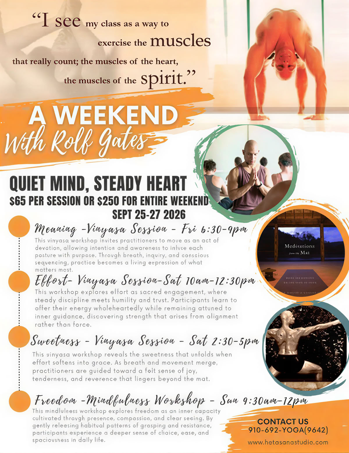 Quiet Mind, Steady Heart - Un fin de semana de Vinyasa y taller de meditación con Rolf Gates