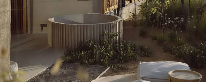 Suite con bañera de hidromasaje en el jardín